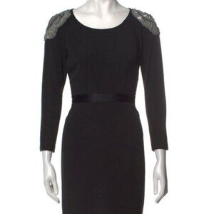 Jay Godfrey Dress with Sequin shoulders ribbon waist detail